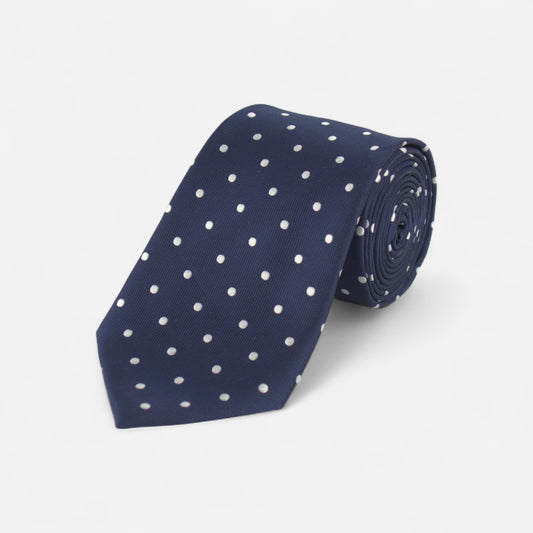 Marineblått prikkete slips