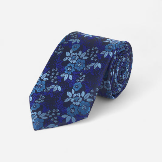 Marineblått blomstrete slips